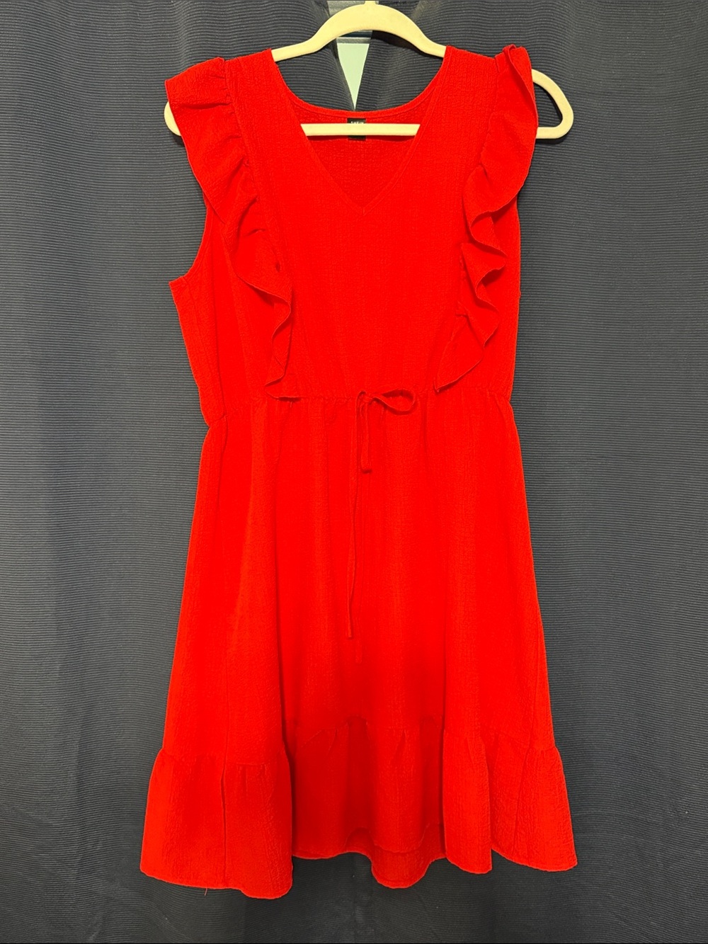 SHEIN Red Ruffle V-Neck Mini Dress